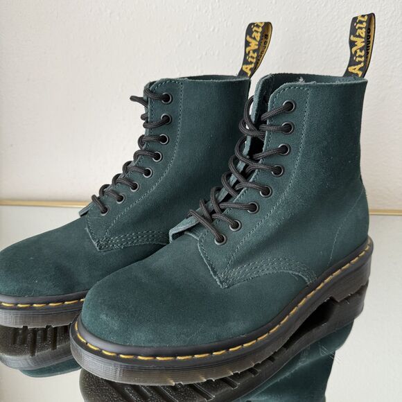 Dr. Martens 1460 Pascal Suede Leather Lace Up Boots Women 8 /Men 7 Forest Green - Picture 7 of 16